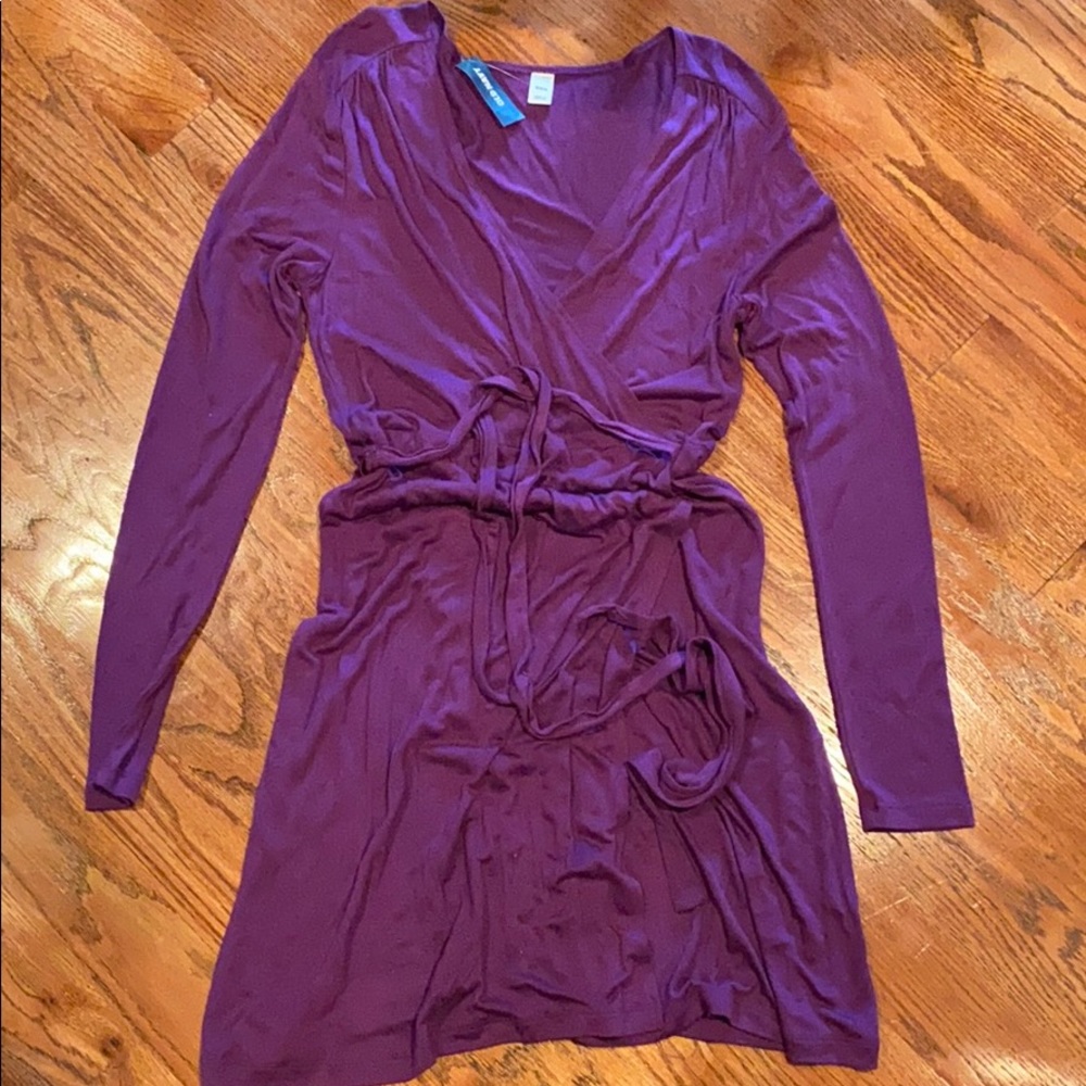 Plum Knit Wrap Dress